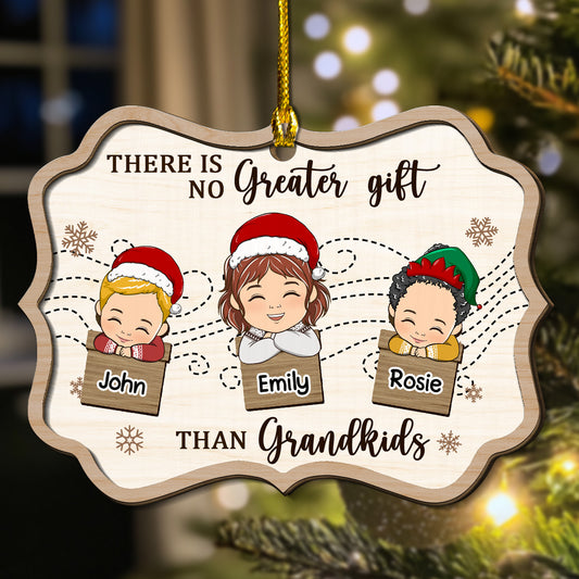 Grandma And Kids Christmas Together - Personalized Custom Freeshape 2-Layered Wood Ornament