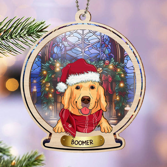 Snow Globe Dog - Personalized Custom Suncatcher Ornament