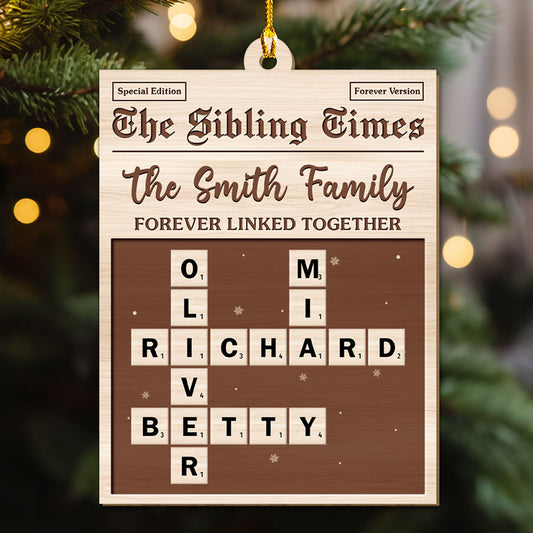 The Siblings Time - Personalized Custom 3D Effect Wood Ornament