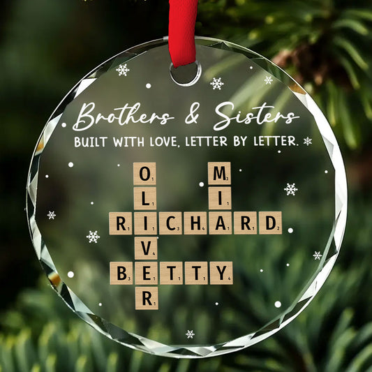 Our Bond Grows Letter By Letter - Personalized Custom Glass Ornament