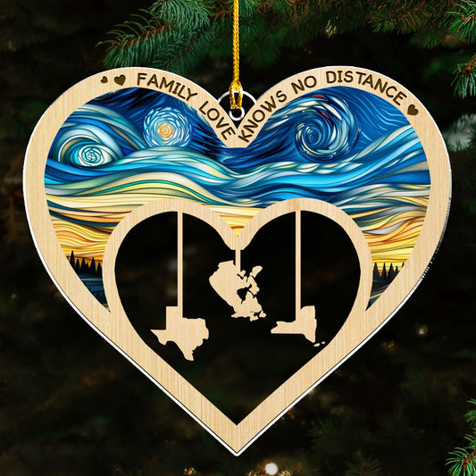 Family Always Connected By Heart - Personalized Custom Acrylic Ornament