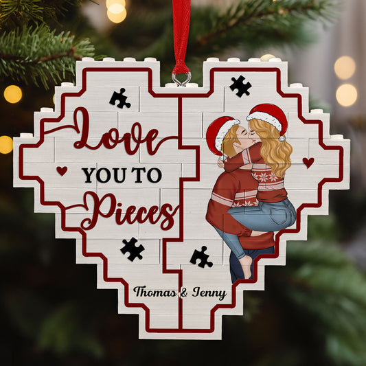 Love You To Pieces - Personalized Custom 3D Effect Heart Puzzle Ornament