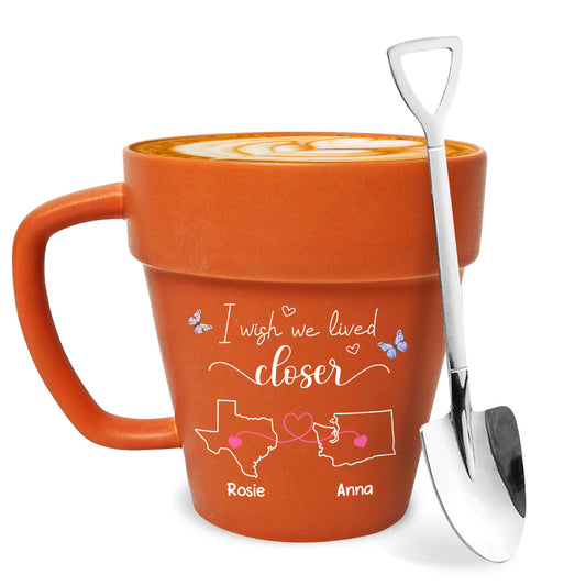 I Wish We Lived Closer - Personalized Plant Pot Mug