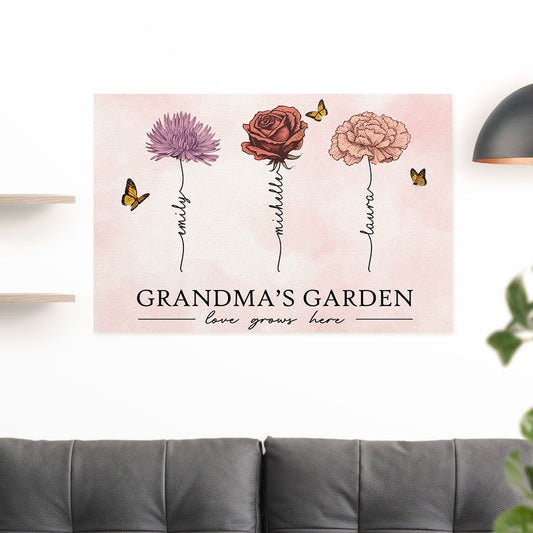 Garden Love Of Grandma Grows Here Beautiful Birth Month Flower - Personalized Custom Poster