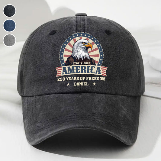 250 Of Freedom - Personalized Custom Vintage Washed Denim Cap