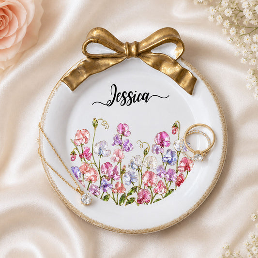 Flowers For Friends - Personalized Custom Bow Jewelry Dish