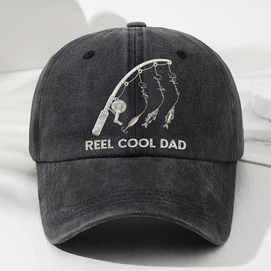 The Real Cool Dad - Personalized Custom Vintage Washed Denim Cap