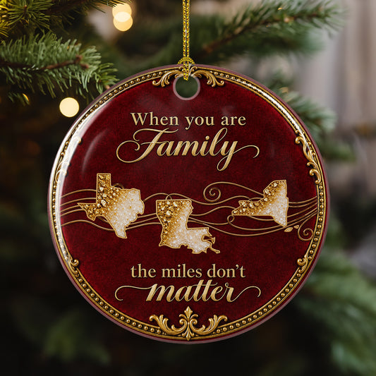 Love Makes The Miles Disappear - Personalized Ceramic Ornament