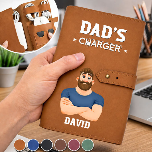 Dad Charger - Personalized Custom Leather Charger Bag