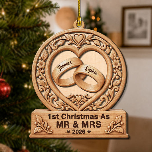 1st Christmas As A Couple - Personalized 2-Layered Wood Ornament