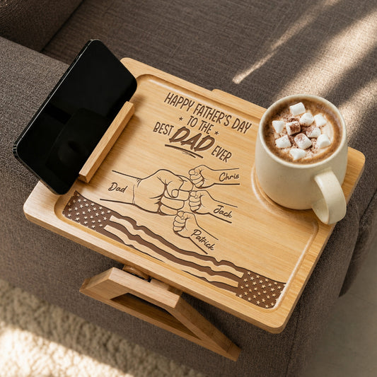 Best Dad Ever - Personalized Custom Engraved Wooden Couch Arm Table