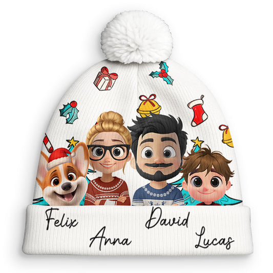 Santa Is Coming To Our Family - Personalized Custom Bobble Beanie Hat