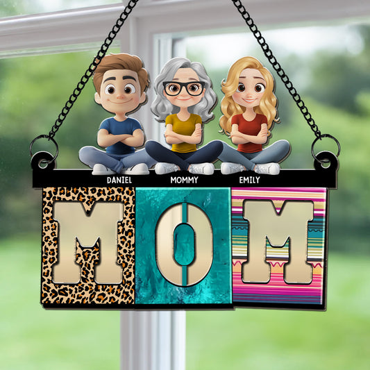 Mom With Cute Children - Personalized Custom Suncatcher