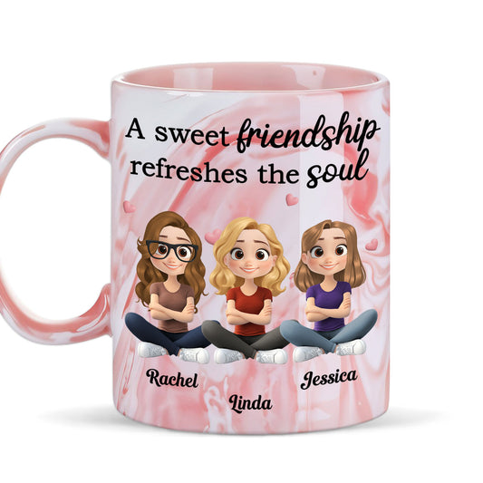 Sweet Friendship - Personalized Pink Marble Mug