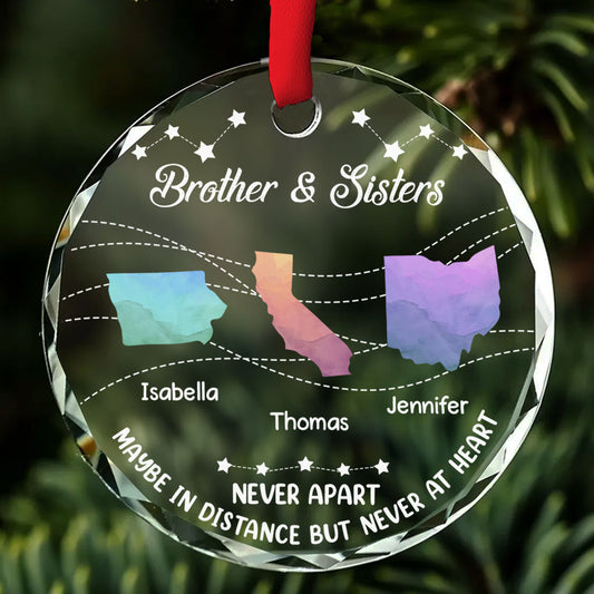 Brother And Sisters Never Apart - Personalized Custom Glass Ornament