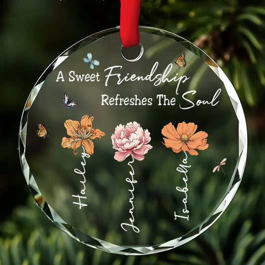 A Sweet Friendship Refreshes The Soul - Personalized Custom Glass Ornament