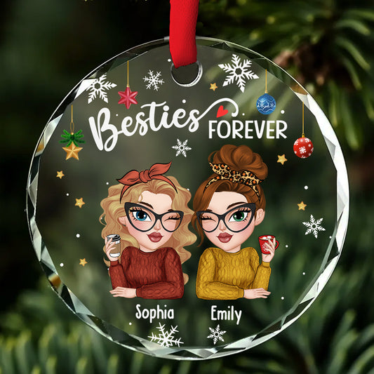 Besties Forever Christmas - Personalized Custom Glass Ornament