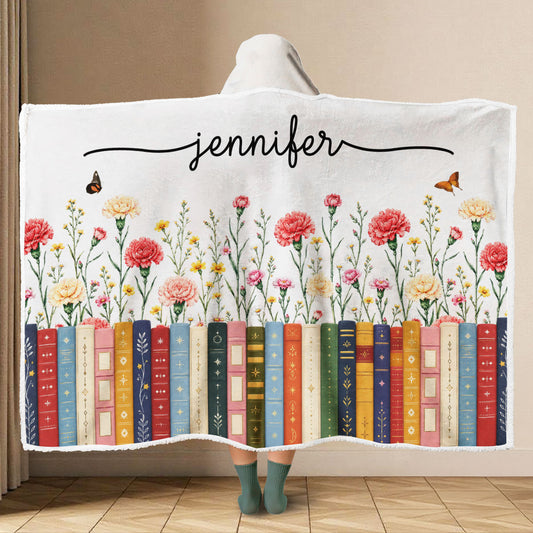 Birthflower And Book - Personalized Custom Hooded Blanket