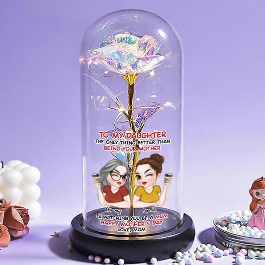 Watching You Be A Mom - Personalized Sparkly Rose