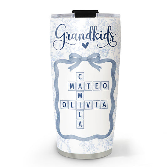 Grandkids Toile De Jouy Crossword - Personalized Custom Tumbler