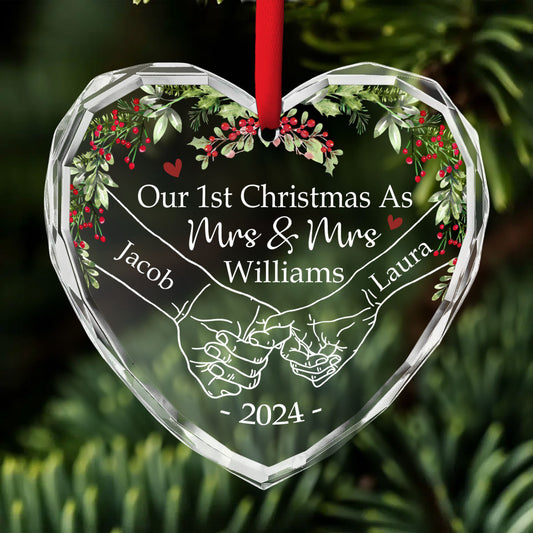 Our 1st Christmas As Mr. And Mrs. - Personalized Custom Glass Ornament