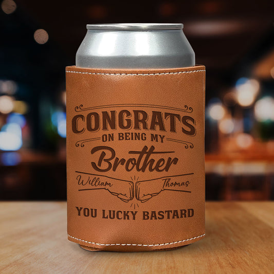 You Are So Lucky - Personalized Engraved Leather Can Cooler Holder