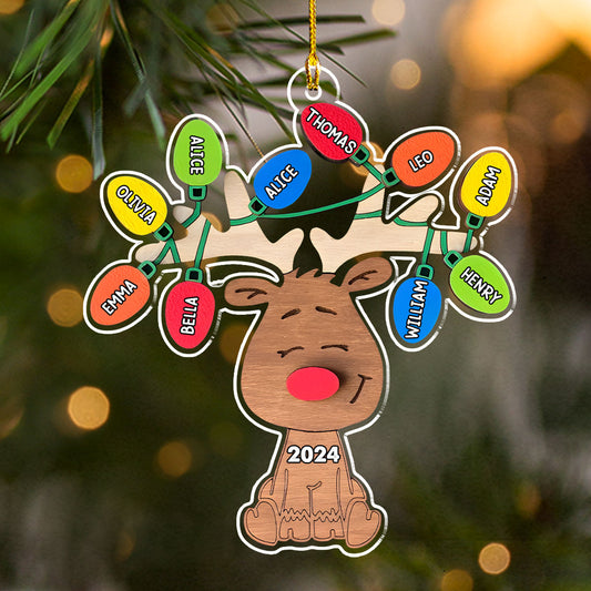 Christmas Reindeer Family - Personalized Custom Acrylic Ornament