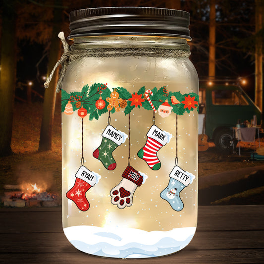 Lovely Stocking - Personalized Mason Jar Light
