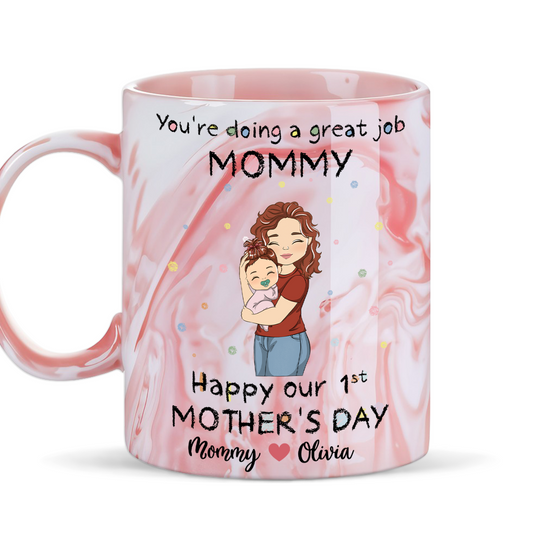 You Are Doing A Great Job - Personalized Pink Marble Mug