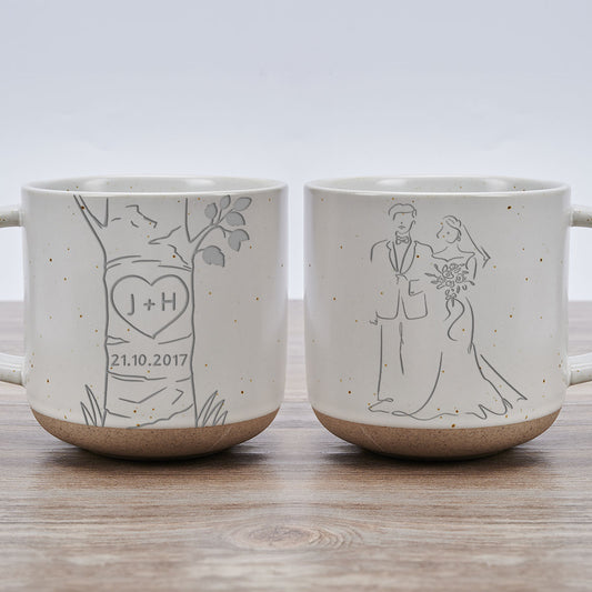Carved In Love - Personalized Custom Engraved Pottery Mug