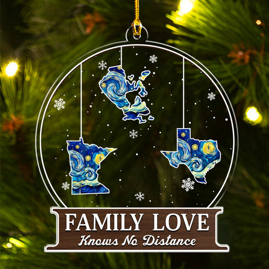 The Love Between Family Knows No Distance - Personalized Custom Acrylic Ornament