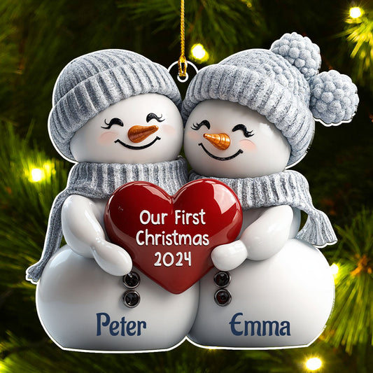 Couple Snowman First Christmas - Personalized Custom Acrylic Ornament