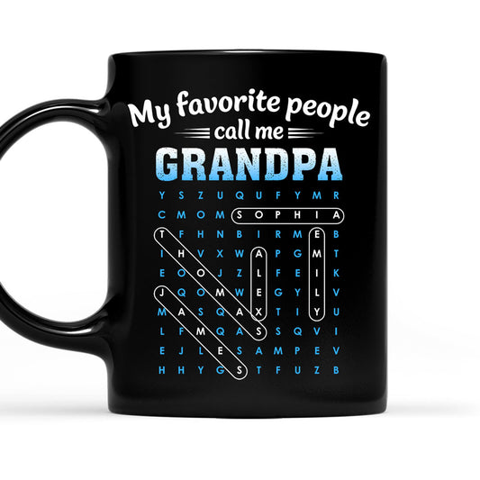 Favorite People Call Grandpa Dad Word Search Puzzle - Personalized Custom Coffee Mug
