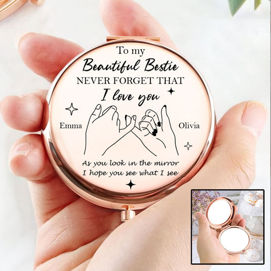 To My Beautiful Bestie - Personalized Custom Compact Mirror
