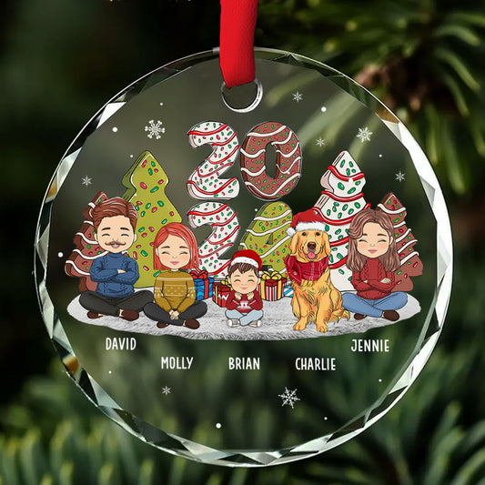 Family Cake - Personalized Custom Glass Ornament