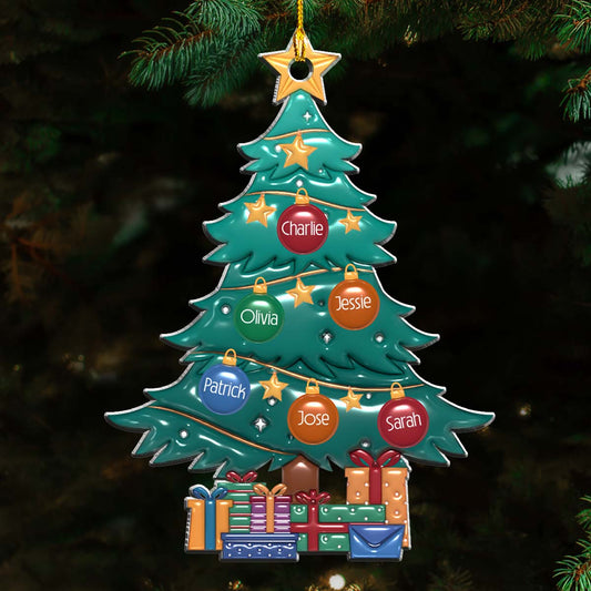 Family Tree Christmas 2024 - Personalized Custom 3D Inflated Effect Acrylic Ornament