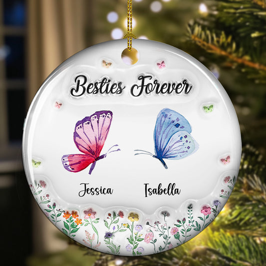 Butterfly Besties Forever - Personalized Custom 3D Inflated Effect Ceramic Ornament