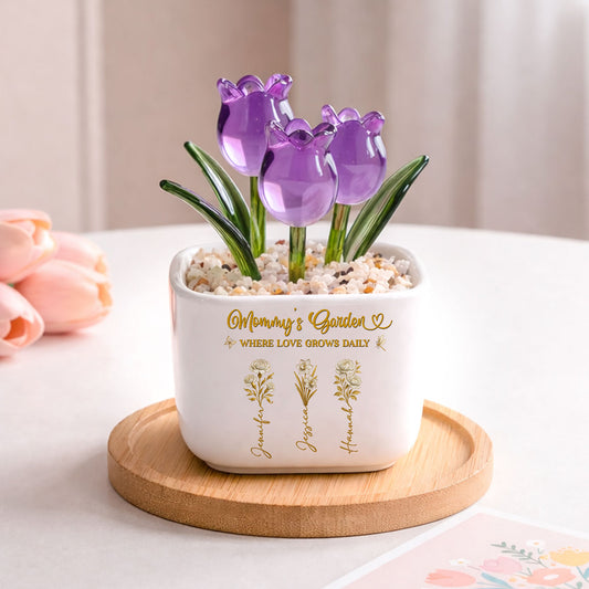 Blooming Bonds - Personalized Custom Glass Everlasting Tulips