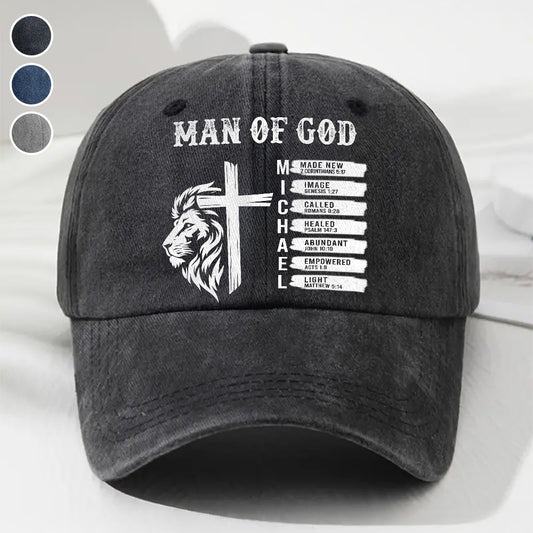 God Says - Personalized Custom Vintage Washed Denim Cap