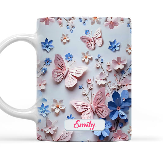 Butterfly With Flower - Personalized 3D Inflated Effect Mug