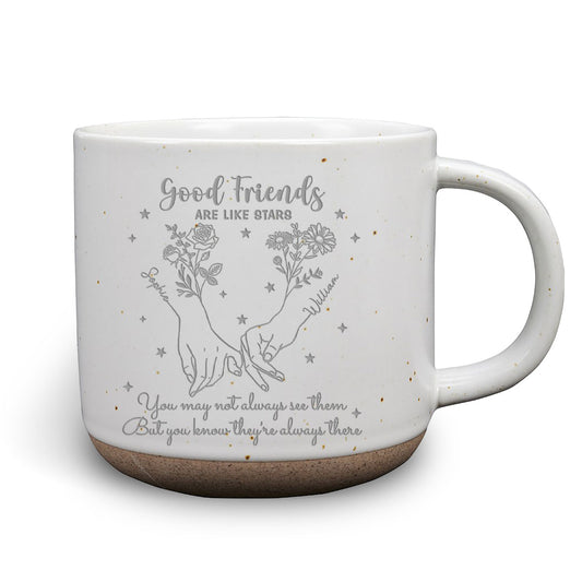 Friends Like Stars - Personalized Custom Engraved Pottery Mug