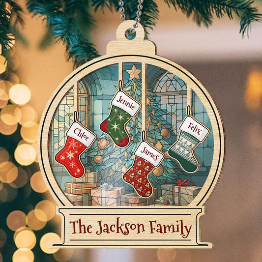 Christmas Is All About Family - Personalized Custom Suncatcher Ornament