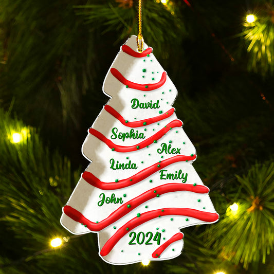 Christmas Tree Cake Custom Name - Personalized Custom 3D Effect Acrylic Ornament - Gifts For Family, Friends, Coworkers