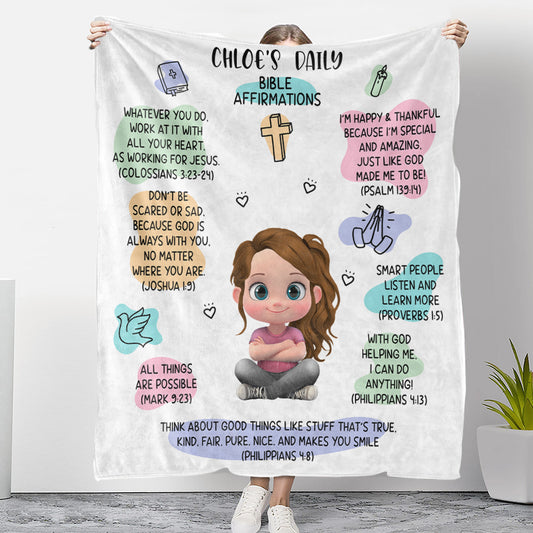 Bible Affirmations - Personalized Custom Fleece Blanket