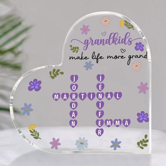 Grandkids Make Life More Grand Crossword - Personalized Custom Acrylic Plaque