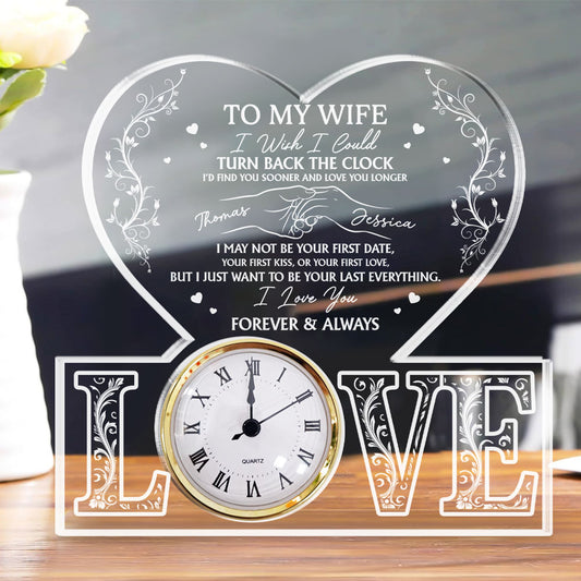 Turn Back The Clock - Personalized Acrylic Desk Clock Plaque