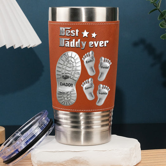 Walk With Dad - Personalized Custom Leather Tumbler