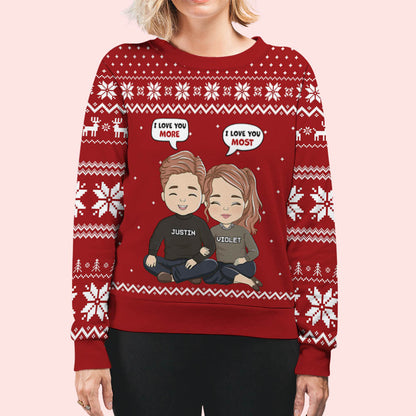 I Love You More - Personalized Custom All-Over-Print Sweatshirt