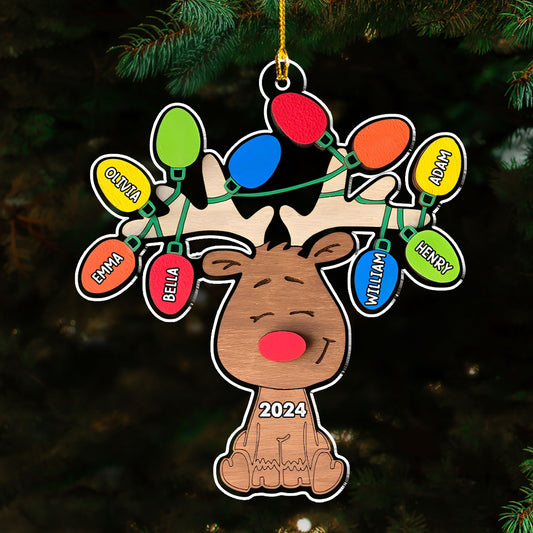 Christmas Reindeer Family - Personalized Custom Acrylic Ornament