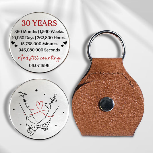 Custom Coin Keychain for Wife, Couple Anniversary Valentine's Day Gifts • Love Through Time - Personalized Pocket Hug